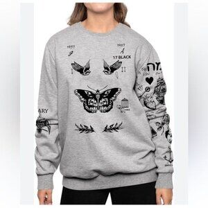 Harry Styles Tattoo 95 Jersey Gray Crewneck Sweatshirt medium